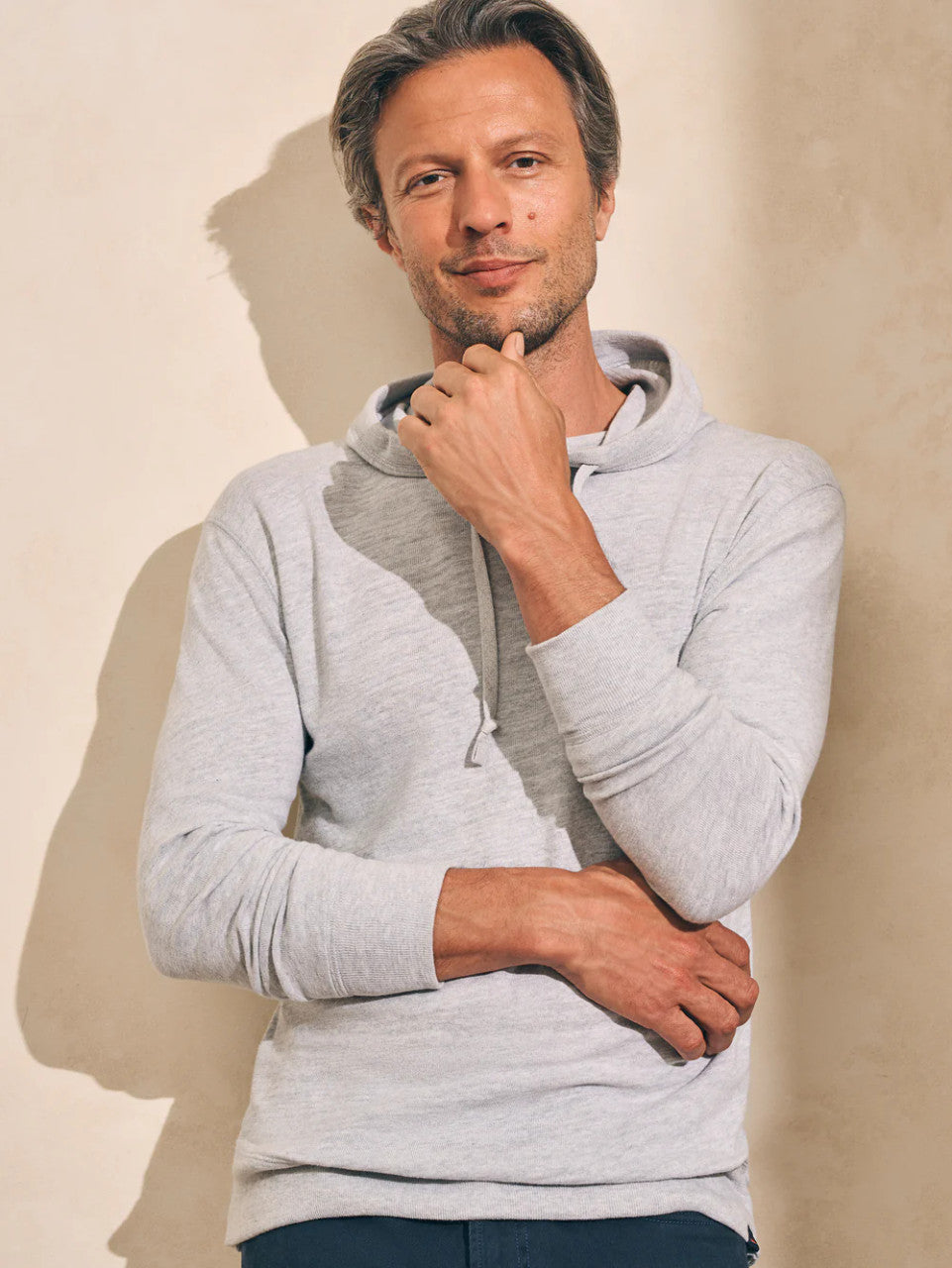 Peter Millar Faherty Sunwashed Slub Hoodie: Light Grey