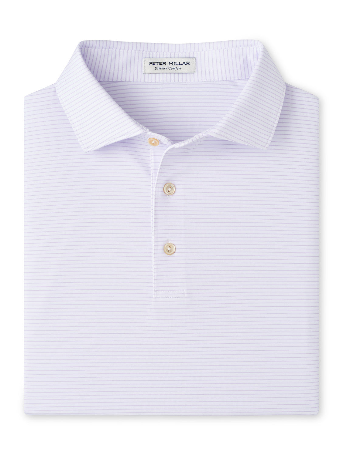  Peter Millar Highlands Performance Jersey Polo: White/Petal Purple