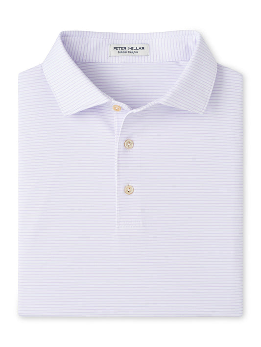  Peter Millar Highlands Performance Jersey Polo: White/Petal Purple