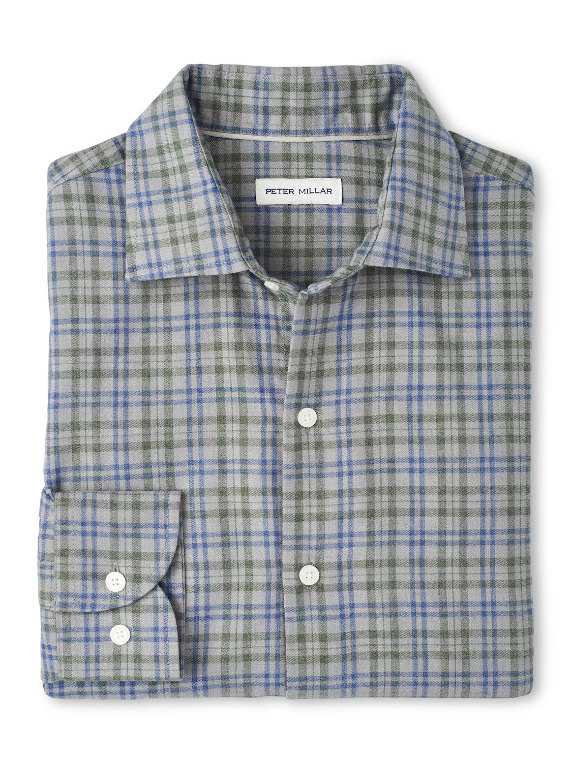  Peter Millar Bar Harbor Performance Flannel Sport Shirt: British Grey