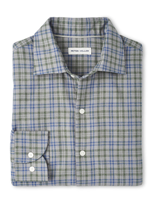  Peter Millar Bar Harbor Performance Flannel Sport Shirt: British Grey