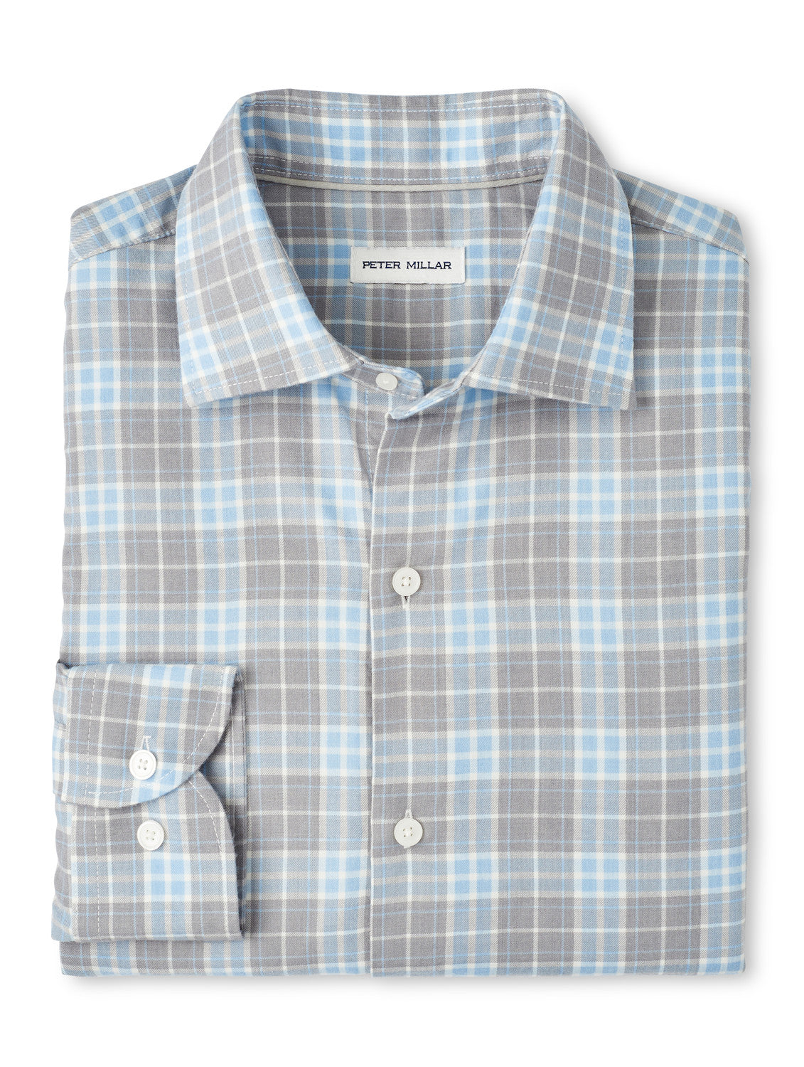  Peter Millar Big Bear Performance Flannel Sport Shirt: Gale Grey