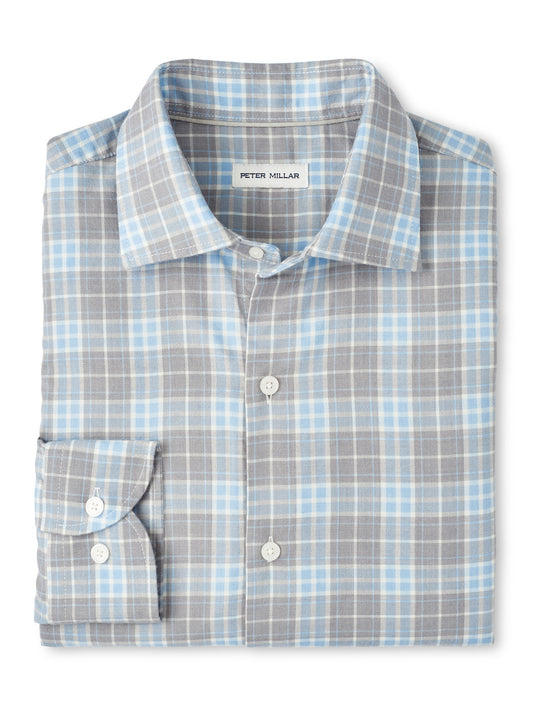  Peter Millar Big Bear Performance Flannel Sport Shirt: Gale Grey
