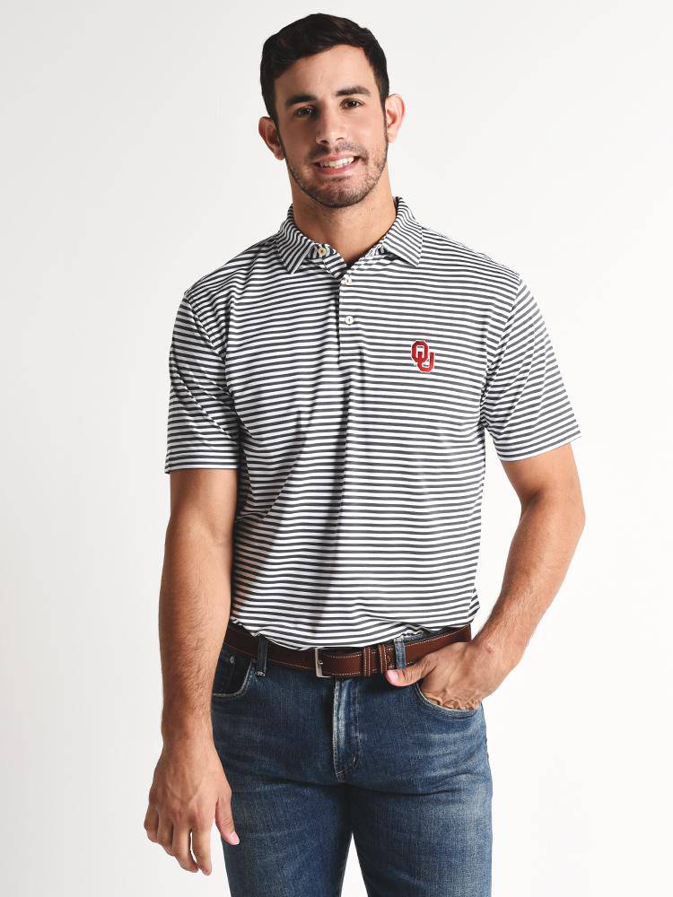  Peter Millar Collegiate Touchdown Stripe Stretch Mesh Polo