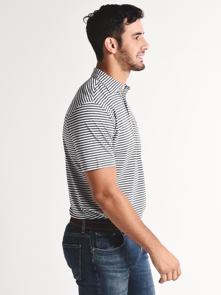  Peter Millar Collegiate Touchdown Stripe Stretch Mesh Polo