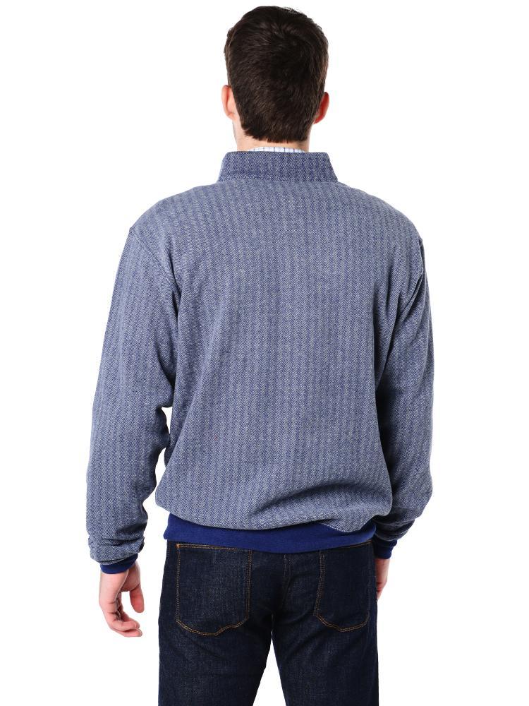  Peter Millar Men's Melange Fleece Herringbone 1/4 Zip Pullover