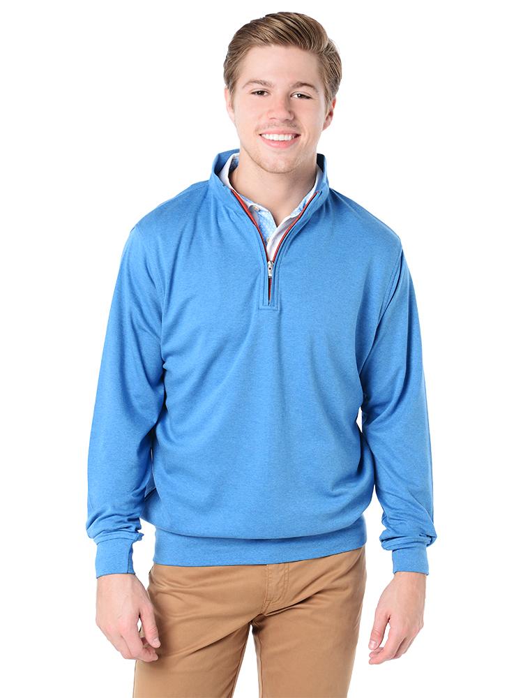  Peter Millar Men's Heather Interlock With Contrast Quarter-Zip