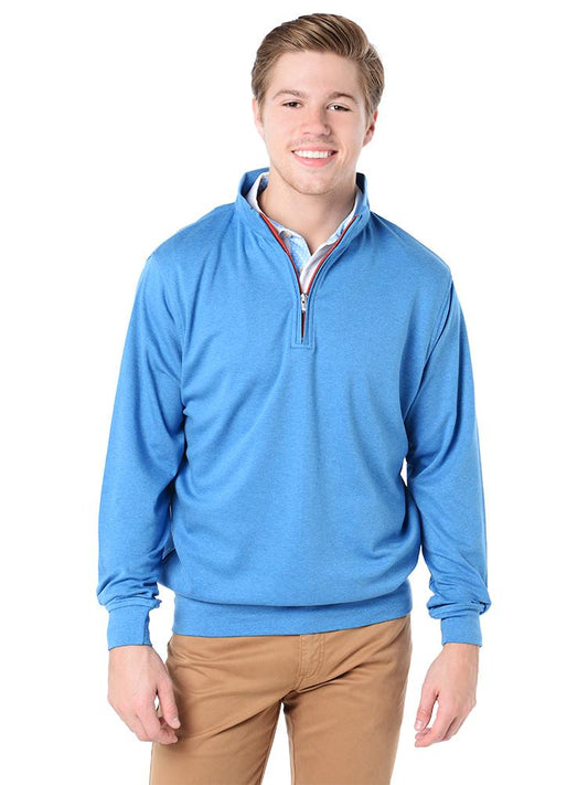  Peter Millar Men's Heather Interlock With Contrast Quarter-Zip