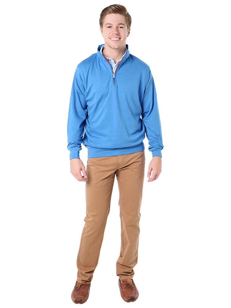  Peter Millar Men's Heather Interlock With Contrast Quarter-Zip