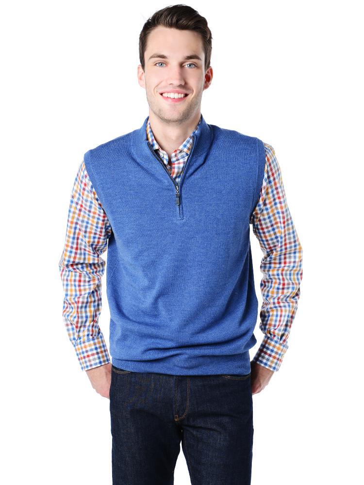  Peter Millar Men's Marino Wool 1/4 Zip Vest