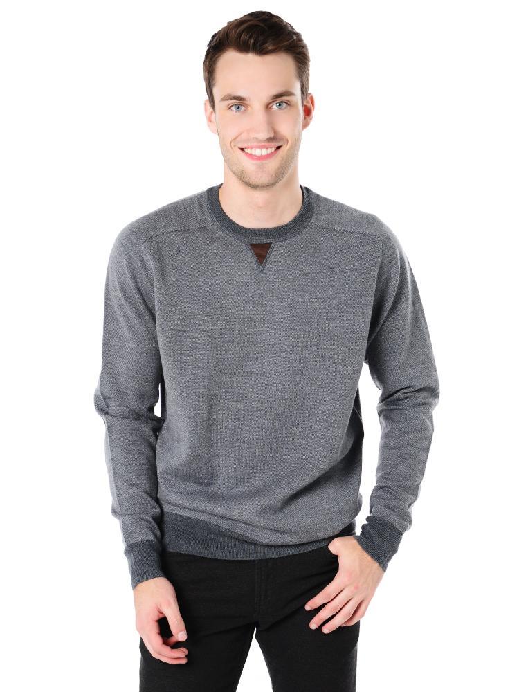  Peter Millar Suede Trimmed Crewneck Sweater