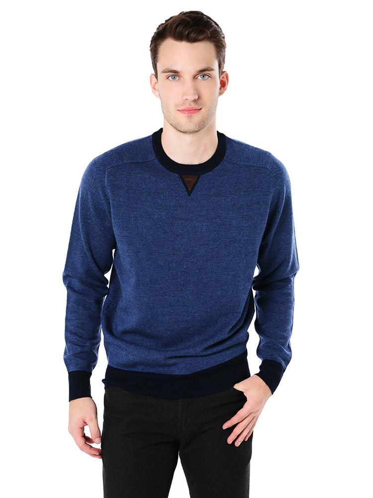  Peter Millar Suede Trimmed Crewneck Sweater