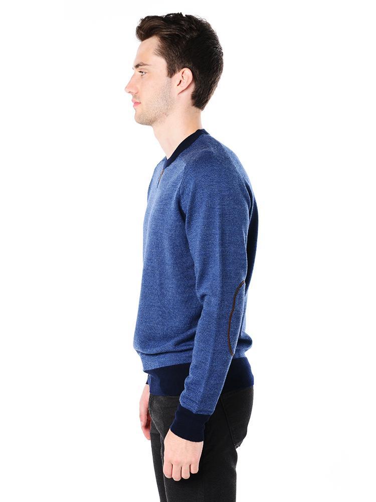  Peter Millar Suede Trimmed Crewneck Sweater