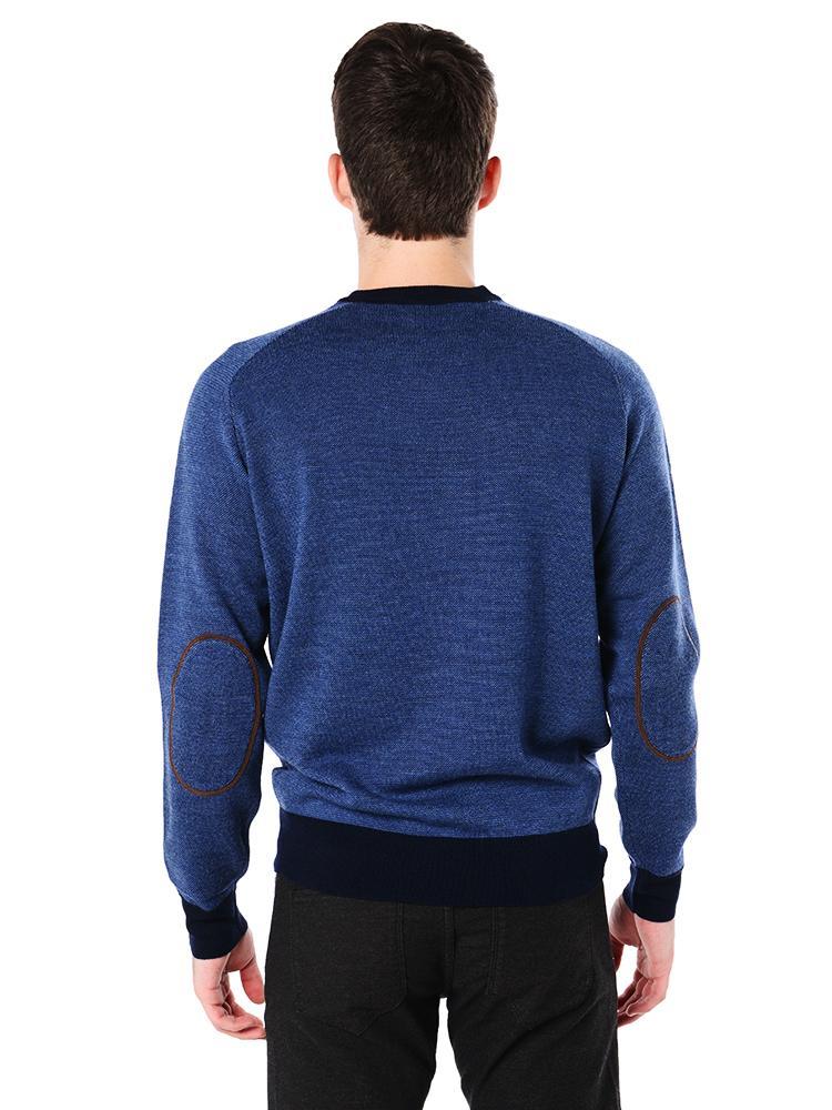  Peter Millar Suede Trimmed Crewneck Sweater