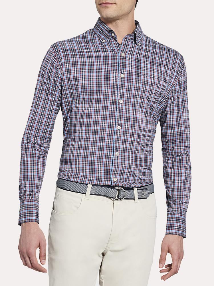  Peter Millar Men's Clyde Performance Plaid Sport Shirt