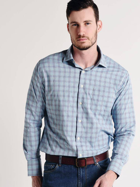  Peter Millar Grier Performance Glen Plaid Woven Shirt