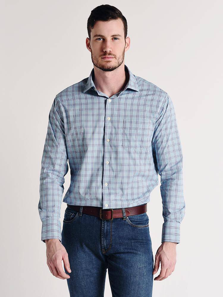  Peter Millar Grier Performance Glen Plaid Woven Shirt