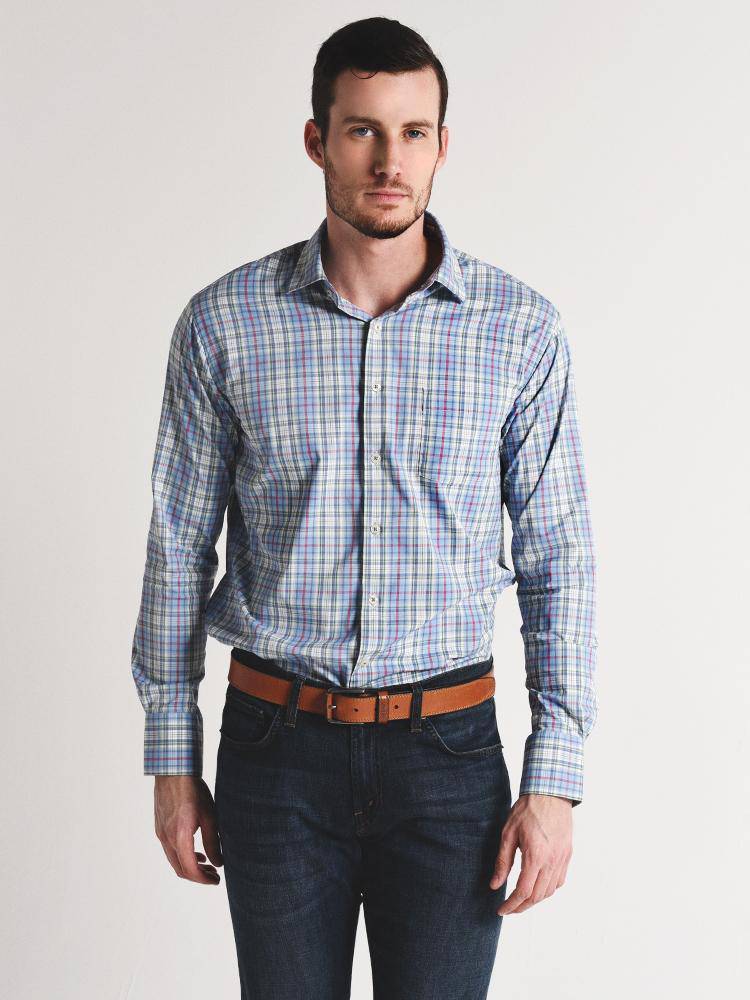  Peter Millar Wyatt Performance Plaid Woven Shirt