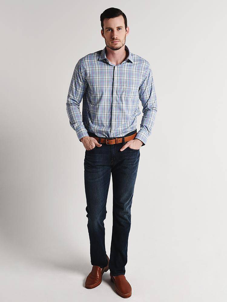  Peter Millar Wyatt Performance Plaid Woven Shirt