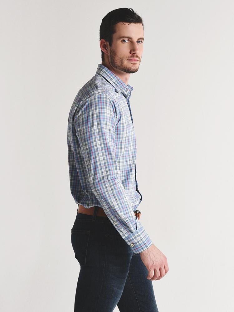  Peter Millar Wyatt Performance Plaid Woven Shirt