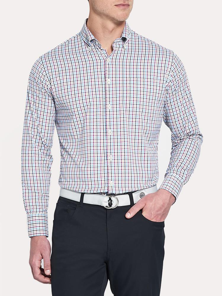  Peter Millar Lawson Performance Tattersall Woven Shirt