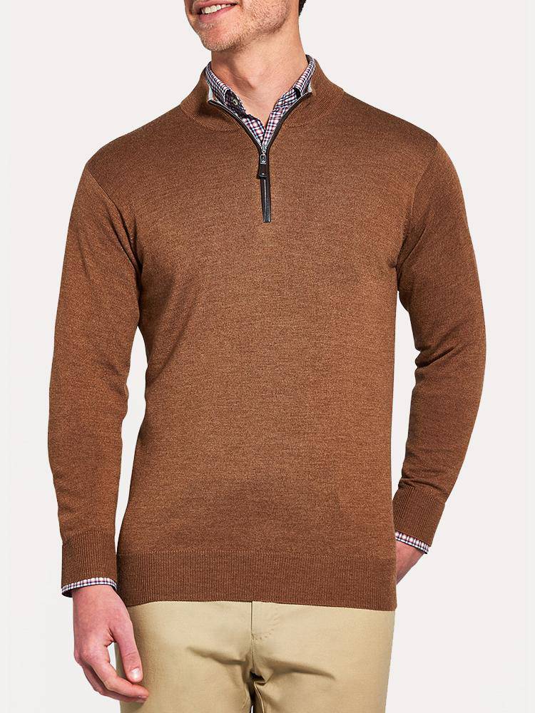  Peter Millar Nappa Trimmed Quarter-Zip Sweater