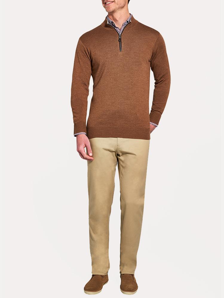  Peter Millar Nappa Trimmed Quarter-Zip Sweater