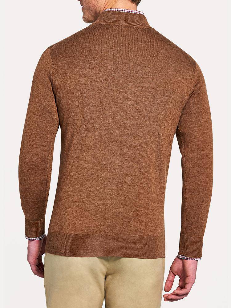  Peter Millar Nappa Trimmed Quarter-Zip Sweater
