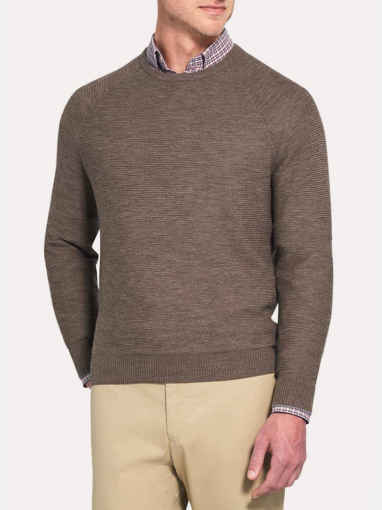  Peter Millar Raglan Crew With Suede Elbow Patches