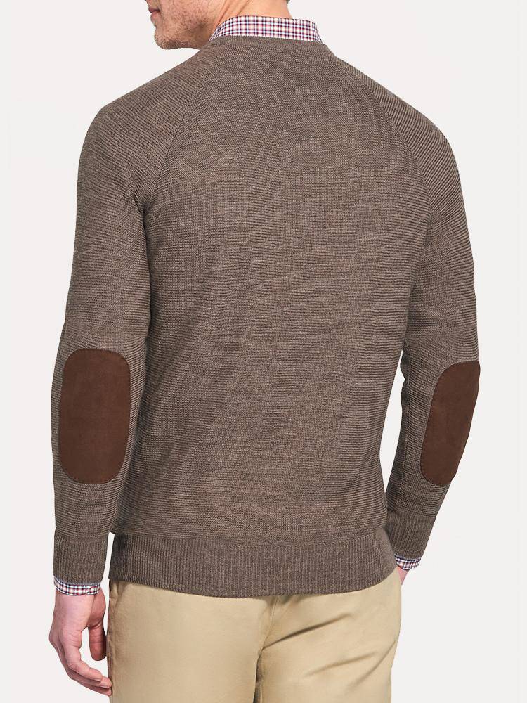  Peter Millar Raglan Crew With Suede Elbow Patches