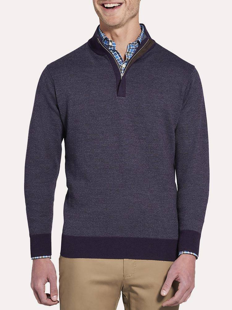  Peter Millar Birdseye Quarter-Zip With Covered Placket