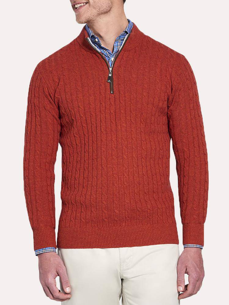  Peter Millar Crown Fleece Suede Trim Quarter Zip
