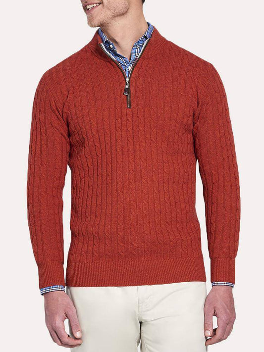  Peter Millar Crown Fleece Suede Trim Quarter Zip