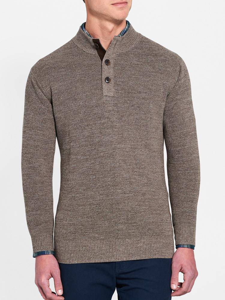  Peter Millar Men's Mountain Button Mock Sweater