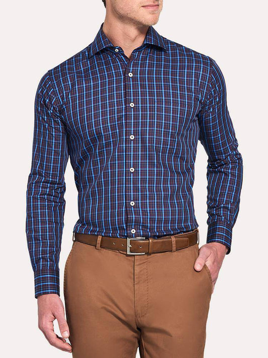  Peter Millar Crown Soft Quarry Falls Plaid Sport Shirt