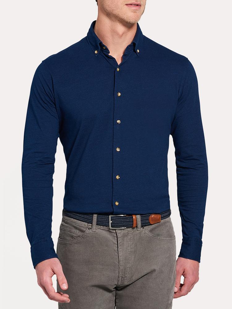  Peter Millar Ridgeway Indigo Jersey Sport Shirt