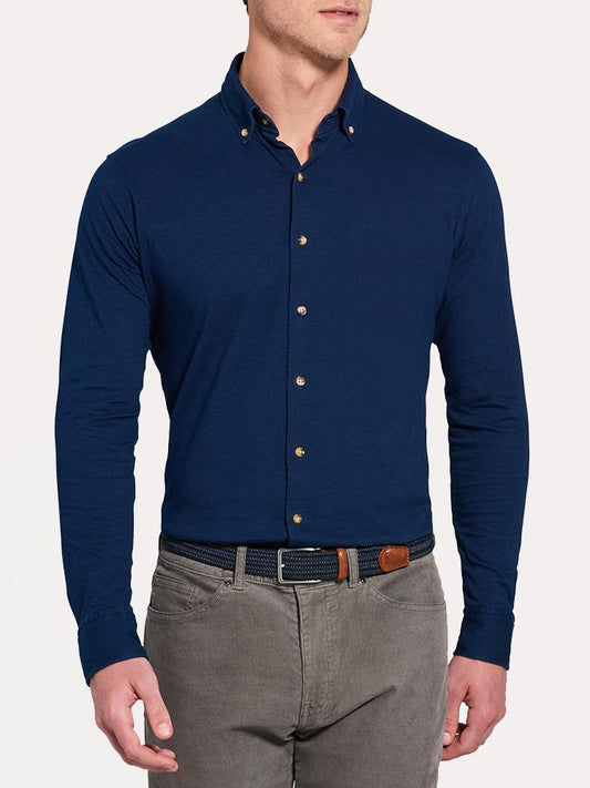  Peter Millar Ridgeway Indigo Jersey Sport Shirt