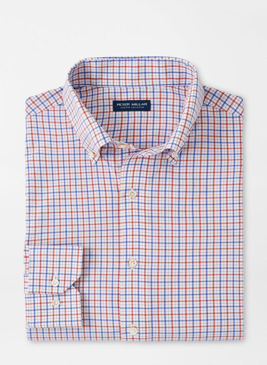  Peter Millar Crown Crafted Moors Performance Poplin Sport Shirt: Scarlet Lily