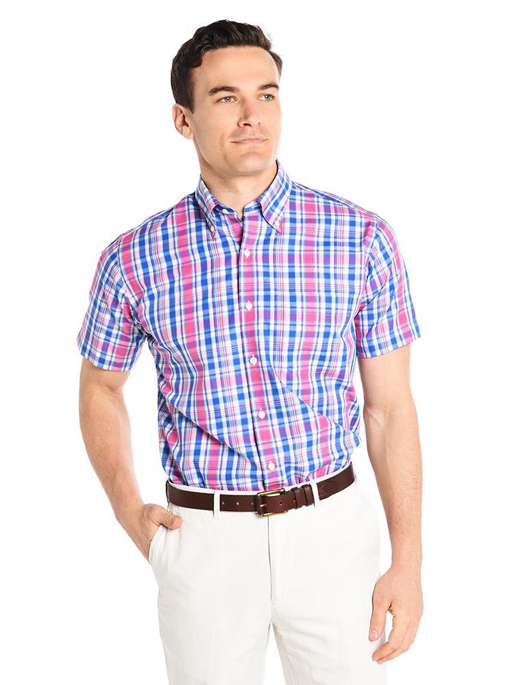  Peter Millar Men's Wharf Plaid Short Sleeve Sport Shirt