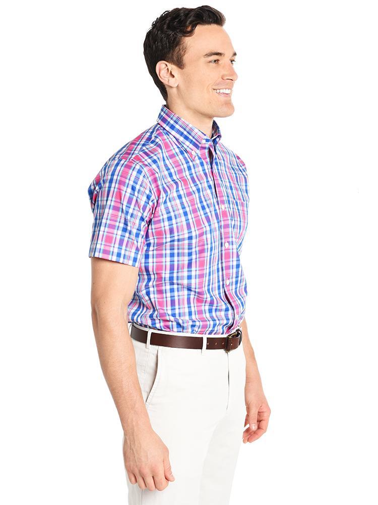  Peter Millar Men's Wharf Plaid Short Sleeve Sport Shirt