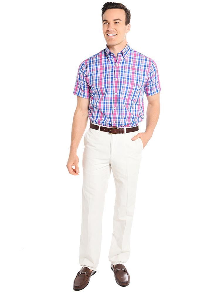  Peter Millar Men's Wharf Plaid Short Sleeve Sport Shirt