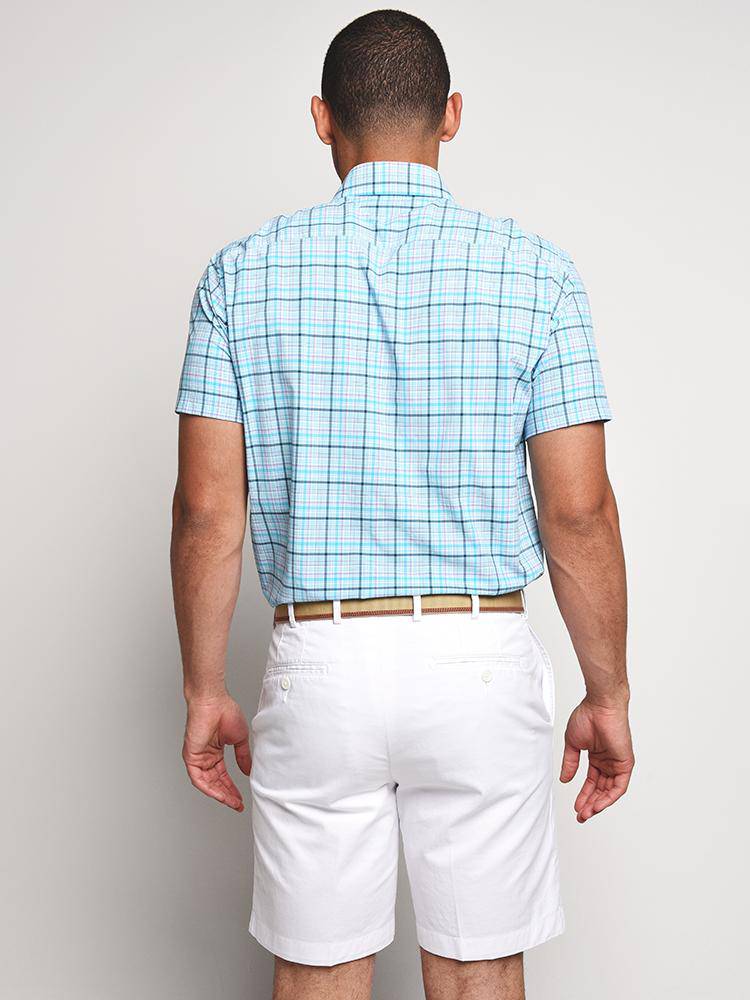  Peter Millar Men's Thimble Performance Featherweight Multi-Plaid Short-Sleeve Woven
