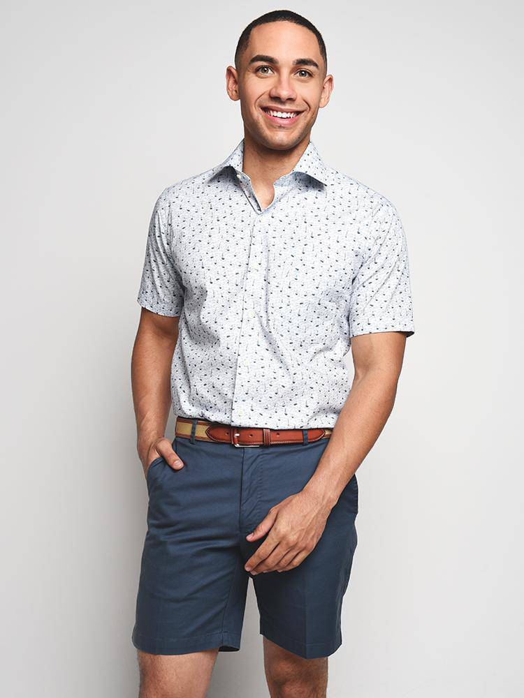  Peter Millar Men's Stormy Tide Short Sleeve Sport Shirt