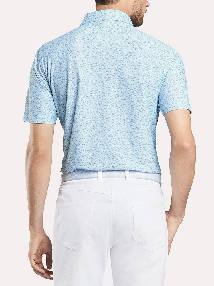  Peter Millar Men's Lyon Printed Fish Stretch Mesh Polo