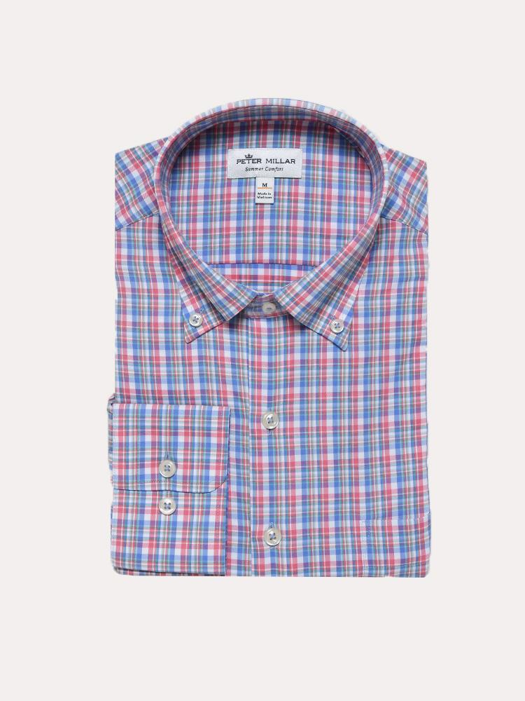  Peter Millar Stribling Plaid Performance Stretch Sport Shirt