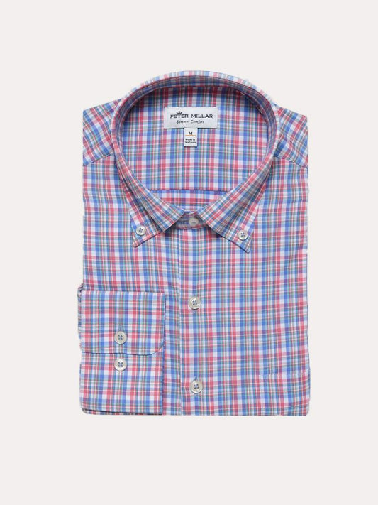  Peter Millar Stribling Plaid Performance Stretch Sport Shirt