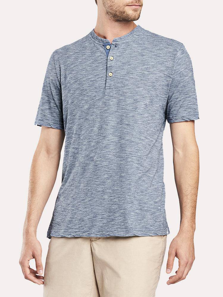 Peter Millar Men's Seaside Indigo Short Sleeve Henley