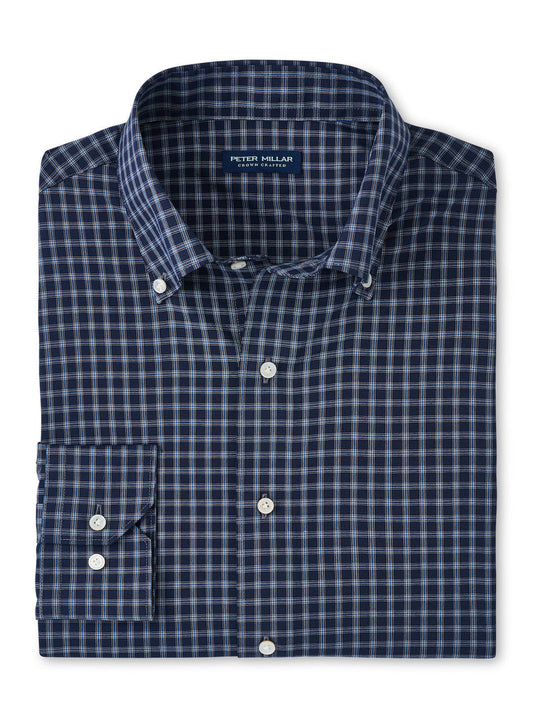  Peter Millar Crown Crafted Orton Performance Poplin Sport Shirt: Navy