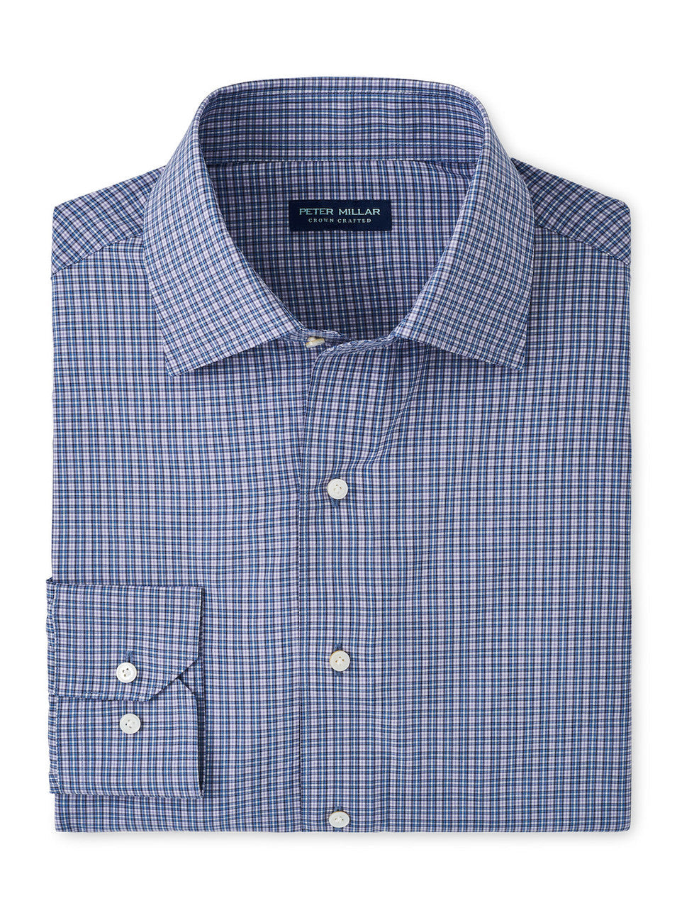  Peter Millar Crown Crafted Wicklow Performance Poplin Sport Shirt: Brook Blue