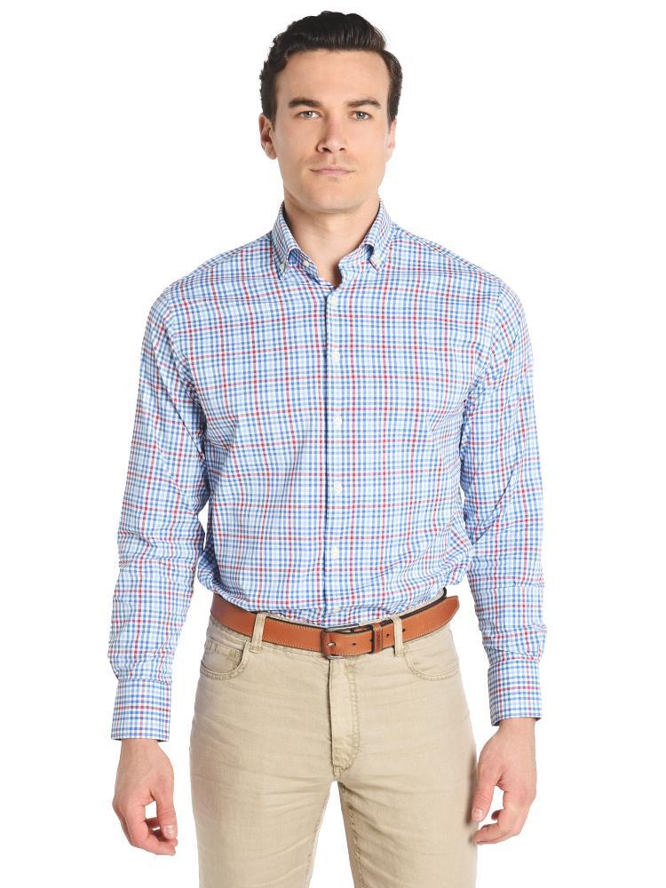  Peter Millar Men's Mickey Performance Multi-Gingham Sport Shirt